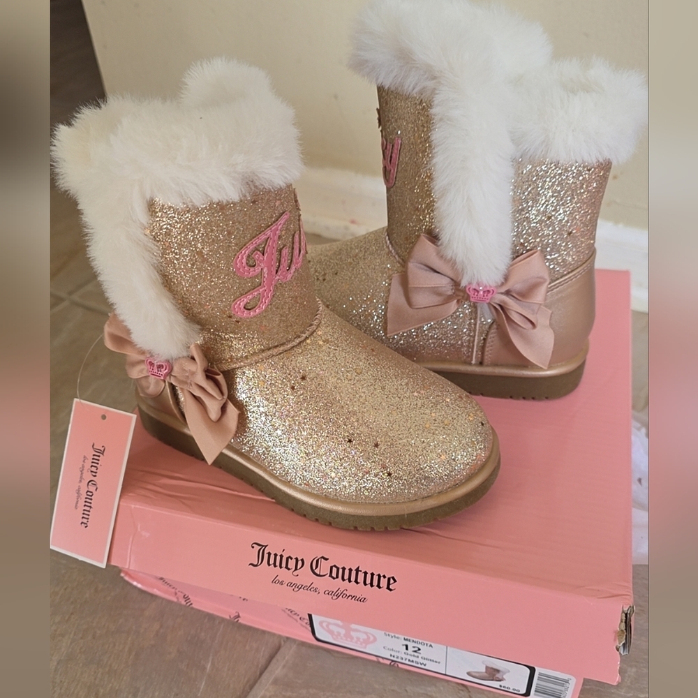 GIRLS JUICY COUTURE GOLD GLITTER BOOTS